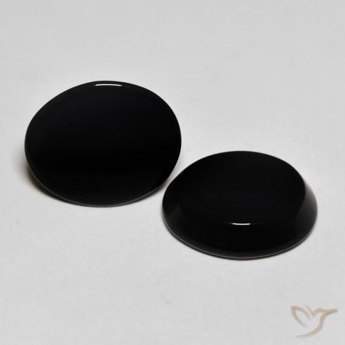 8.18 ctw Black Onyx Stones, Natural Onyx in Oval Cabochon Shape for Sale