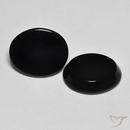 8.07 ctw Black Onyx Stones, Natural Onyx in Oval Cabochon Shape for Sale