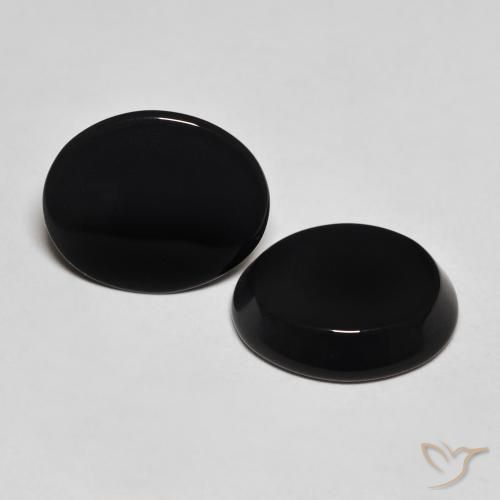 8.12 ctw Black Onyx Stones, Natural Onyx in Oval Cabochon Shape for Sale