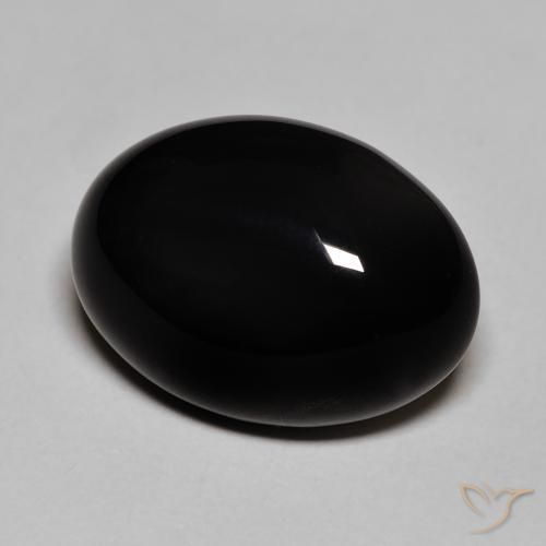 12.12 ct Black Onyx Stone, Natural Onyx in Oval Cabochon Shape for Sale