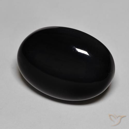 21.84 ct Black Onyx Stone, Natural Onyx in Oval Cabochon Shape for Sale