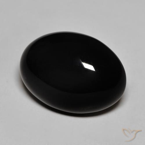12.32 ct Black Onyx Stone, Natural Onyx in Oval Cabochon Shape for Sale