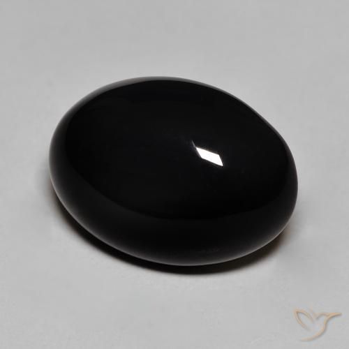 11.40 ct Black Onyx Stone, Natural Onyx in Oval Cabochon Shape for Sale
