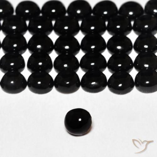 4.93 ctw Black Onyx Stones, Natural Onyx in Round Cabochon Shape for Sale