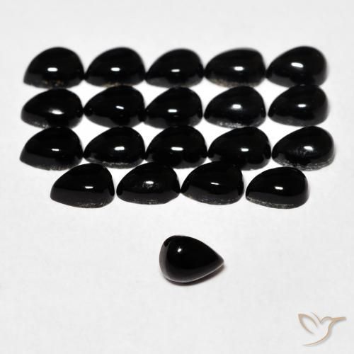 0.15 ct Black Onyx Stone, Natural Onyx in Pear Cabochon Shape for Sale