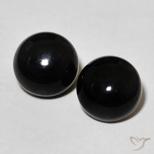 2.93 ctw Black Onyx Gemstones, Onyx Gems in Round Cabochon Shape for Sale.