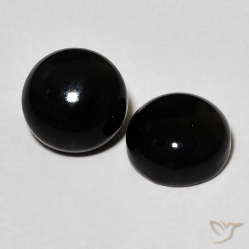 2.93 ctw Black Onyx Stones, Natural Onyx in Round Cabochon Shape for Sale