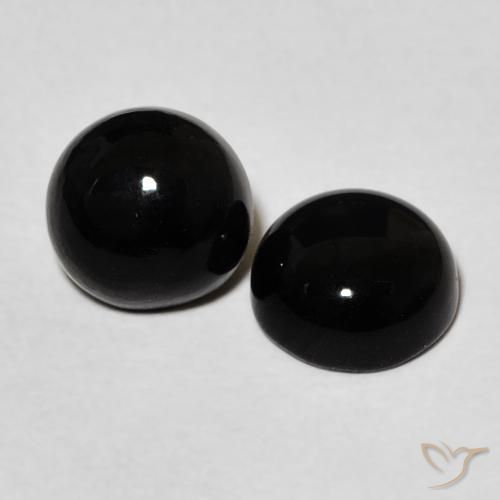 2.50 ctw Black Onyx Stones, Natural Onyx in Round Cabochon Shape for Sale