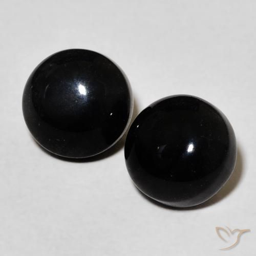 3.10ctw Natural Black Onyx, Round, Opaque, Photo A