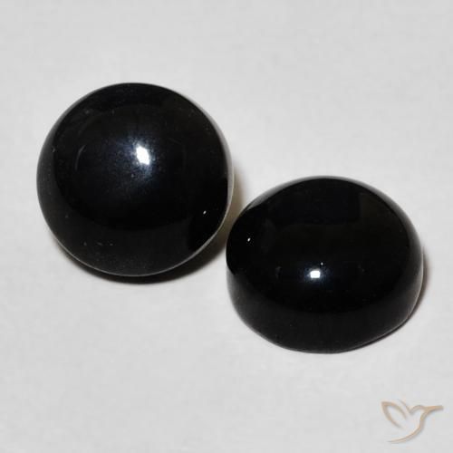3.10 ctw Black Onyx Stones, Natural Onyx in Round Cabochon Shape for Sale