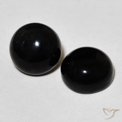 3.03 ctw Black Onyx Stones, Natural Onyx in Round Cabochon Shape for Sale