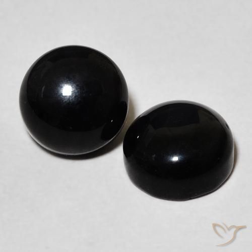 3.27 ctw Black Onyx Stones, Natural Onyx in Round Cabochon Shape for Sale
