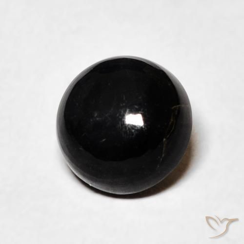 1.37 ct Black Onyx Stone, Natural Onyx in Round Cabochon Shape for Sale