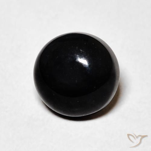 1.42 ct Black Onyx Stone, Natural Onyx in Round Cabochon Shape for Sale