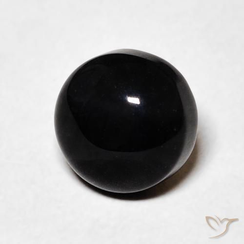1.59 ct Black Onyx Stone, Natural Onyx in Round Cabochon Shape for Sale