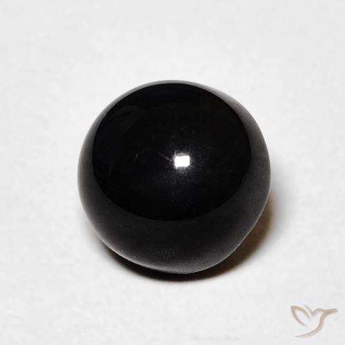 1.48 ct Black Onyx Stone, Natural Onyx in Round Cabochon Shape for Sale