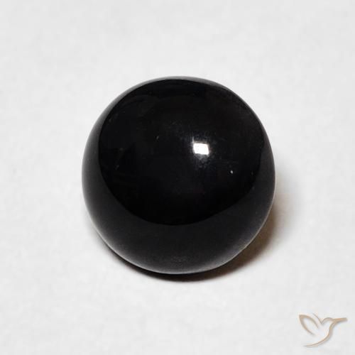 1.20 ct Black Onyx Stone, Natural Onyx in Round Cabochon Shape for Sale
