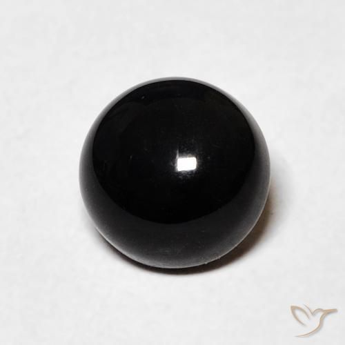 1.23 ct Black Onyx Stone, Natural Onyx in Round Cabochon Shape for Sale
