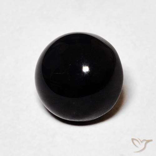 1.61 ct Black Onyx Stone, Natural Onyx in Round Cabochon Shape for Sale
