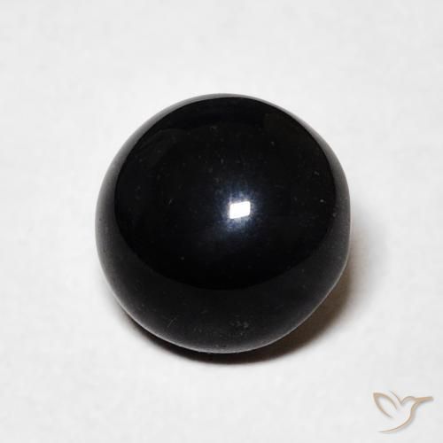 1.42 ct Black Onyx Stone, Natural Onyx in Round Cabochon Shape for Sale