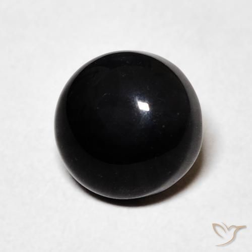 1.58 ct Black Onyx Stone, Natural Onyx in Round Cabochon Shape for Sale