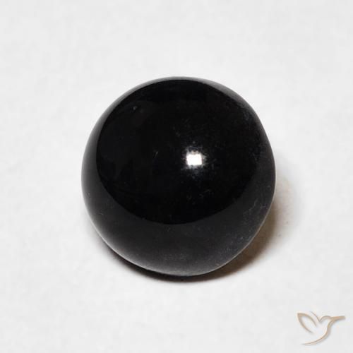 1.34 ct Black Onyx Stone, Natural Onyx in Round Cabochon Shape for Sale