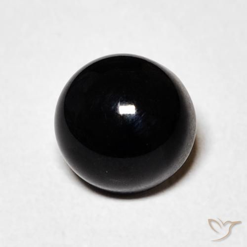 1.63 ct Black Onyx Gemstone, Onyx Gem in Round Cabochon Shape for Sale.
