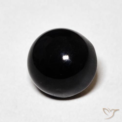 1.63 ct Black Onyx Stone, Natural Onyx in Round Cabochon Shape for Sale