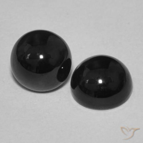 2.11 ctw Black Onyx Stones, Natural Onyx in Round Cabochon Shape for Sale