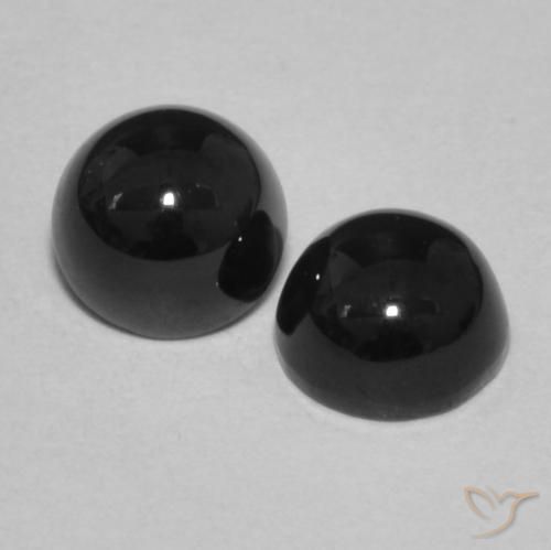 2.24 ctw Black Onyx Stones, Natural Onyx in Round Cabochon Shape for Sale