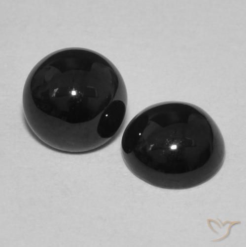 1.84 ctw Black Onyx Stones, Natural Onyx in Round Cabochon Shape for Sale
