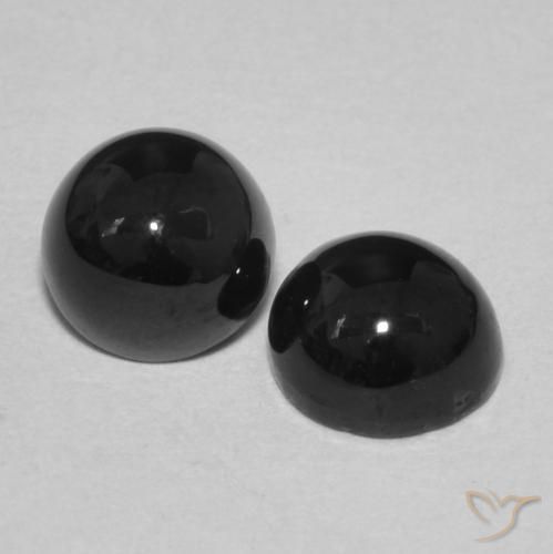 2.17 ctw Black Onyx Stones, Natural Onyx in Round Cabochon Shape for Sale