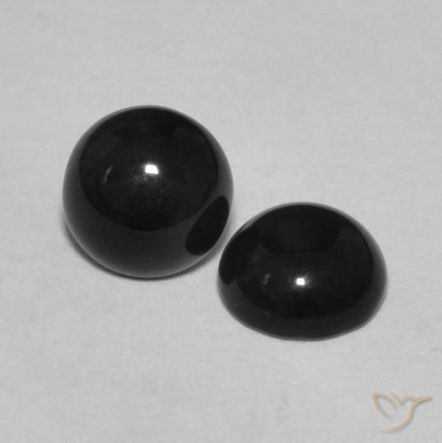 1.44 ctw Black Onyx Stones, Natural Onyx in Round Cabochon Shape for Sale