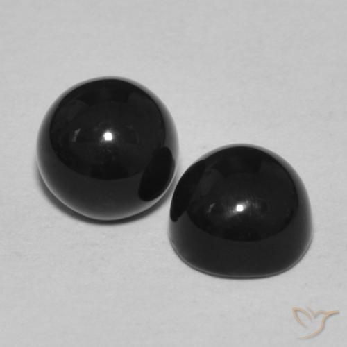 2.48 ctw Black Onyx Stones, Natural Onyx in Round Cabochon Shape for Sale