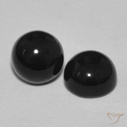 2.31 ctw Black Onyx Stones, Natural Onyx in Round Cabochon Shape for Sale