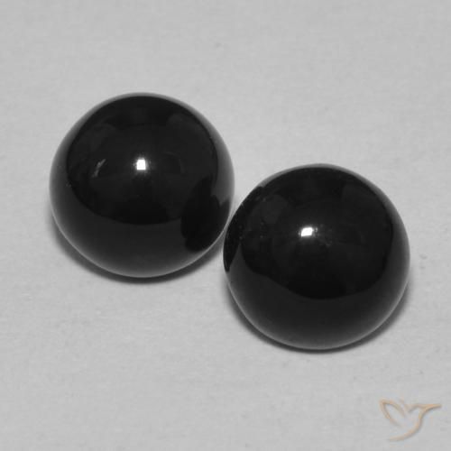 2.06 ctw Black Onyx Gemstones, Onyx Gems in Round Cabochon Shape for Sale.