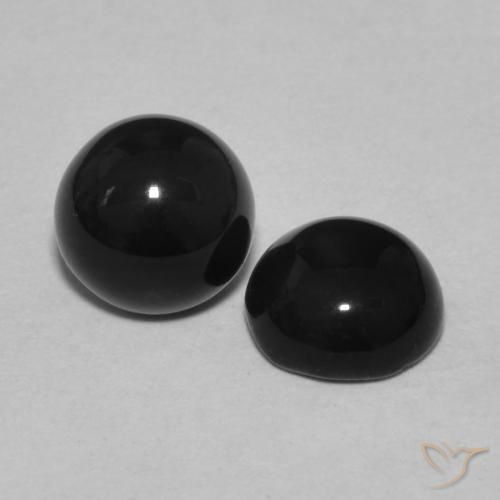 2.06 ctw Black Onyx Stones, Natural Onyx in Round Cabochon Shape for Sale