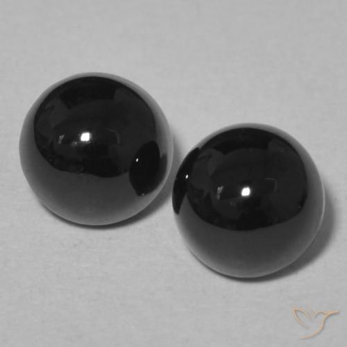 2 pièces assorties Onyx Noire Tour de taille 5,5mm, poids total de 2,26 ct / moyenne de 1,13 ct chacune, Noire avec pureté Opaque , pierre gemme naturelle , dureté de Mohs 6.5 à 7 convient aux bijoux de tous les jours, pierre de sagesse, Photo A