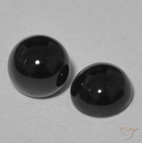 2.11 ctw Black Onyx Stones, Natural Onyx in Round Cabochon Shape for Sale