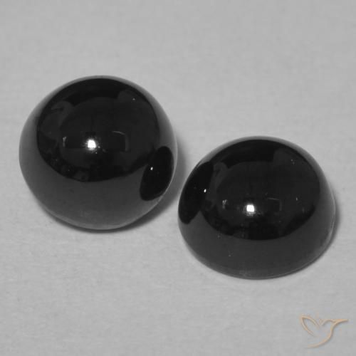 2.36 ctw Black Onyx Stones, Natural Onyx in Round Cabochon Shape for Sale