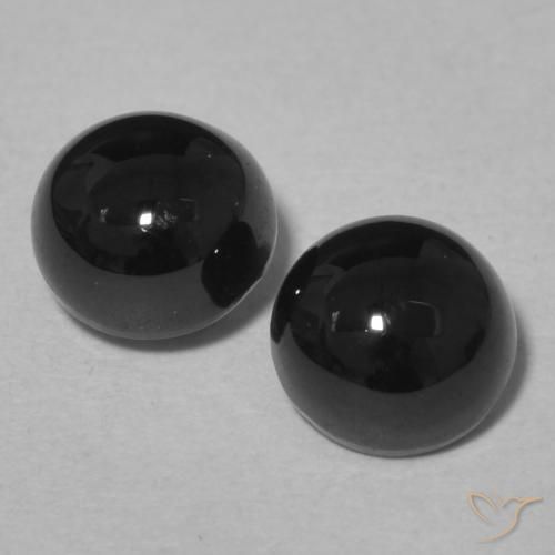 2.16 ctw Black Onyx Gemstones, Onyx Gems in Round Cabochon Shape for Sale.