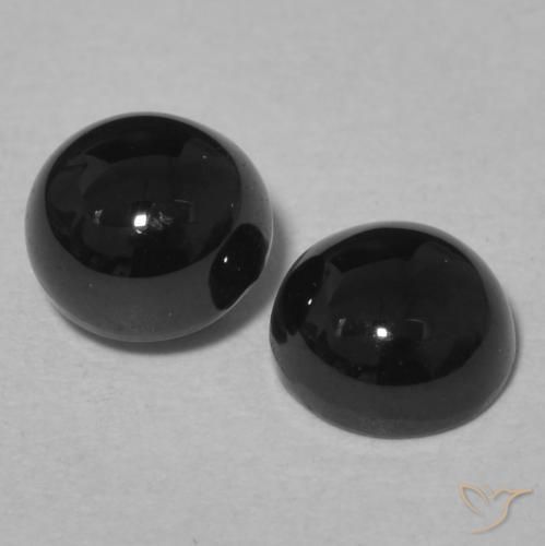 2.16 ctw Black Onyx Stones, Natural Onyx in Round Cabochon Shape for Sale
