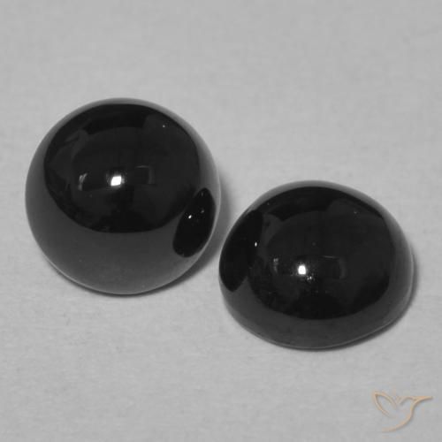 2.06 ctw Black Onyx Stones, Natural Onyx in Round Cabochon Shape for Sale