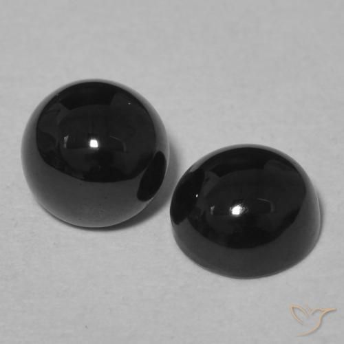 2.11 ctw Black Onyx Stones, Natural Onyx in Round Cabochon Shape for Sale