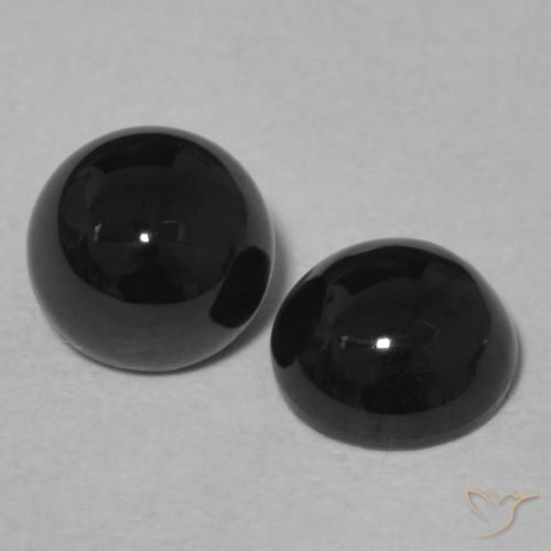 1.99 ctw Black Onyx Stones, Natural Onyx in Round Cabochon Shape for Sale
