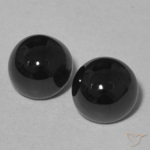 2 Onyxs Tour assorties de 5,5mm, poids total de 2,19 ct / moyenne de 1,1 ct chacune, Noire à pureté Opaque , pierre gemme naturelle , dureté Mohs de 6.5 à 7 convient aux bijoux de tous les jours, pierre de sagesse, Photo A