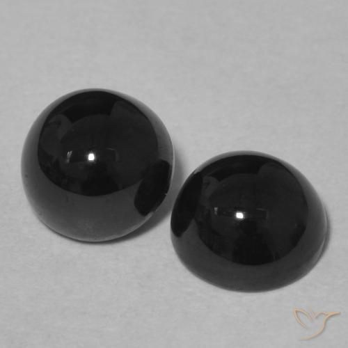 2.19 ctw Black Onyx Stones, Natural Onyx in Round Cabochon Shape for Sale