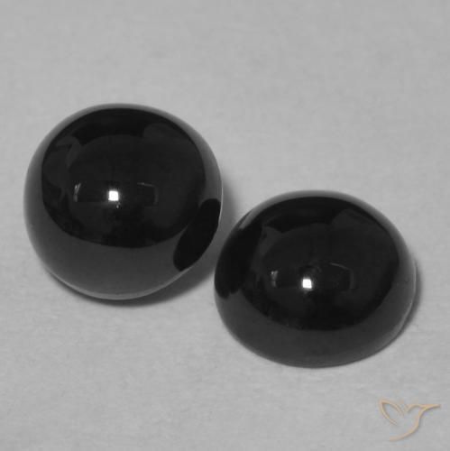 2.12 ctw Black Onyx Stones, Natural Onyx in Round Cabochon Shape for Sale