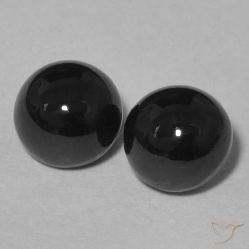 2.11 ctw Black Onyx Gemstones, Onyx Gems in Round Cabochon Shape for Sale.
