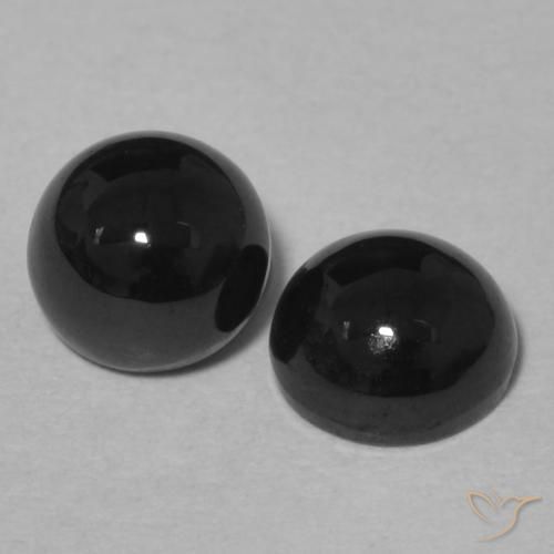 2.11 ctw Black Onyx Stones, Natural Onyx in Round Cabochon Shape for Sale